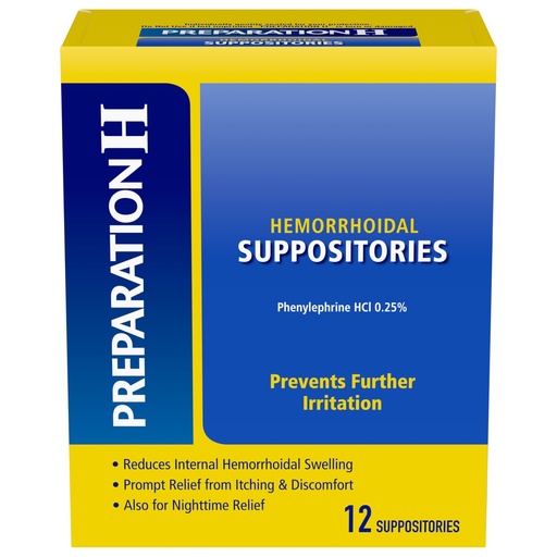 [BRSWIBTQDEMGOAI5] Preparation H Pfizer Prep H Suppositories- 12 Count