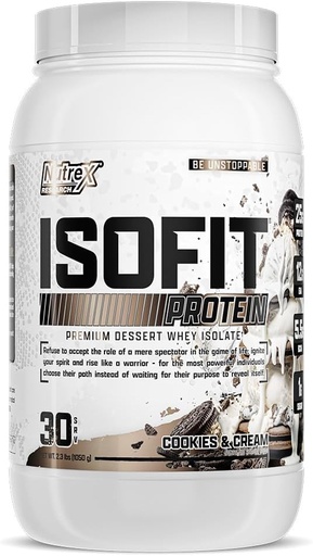 [BRSW2Y3YDECQO2D3] Nutrex Research IsoFit Whey Protein Powder Instantized 100% Whey Protein Isolate (30 portioner (Pack of 1), Cookies & Cream)