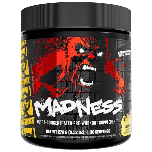 [BRSWGYIZPIHQMDTB] Mutant Madness | Pre Workout Powder Performance and Pump Blend Includes L-Citrulline, Beta-Alanine, Taurine, L-Tyrosine (Lemonade)