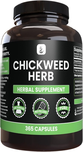 [BRSROYYNAQNBYE3P] PURE ORIGINAL INGREDIENTS Chickweed Herb, (365 Capsules), No Magnesium Or Rice Fillers, Always Pure, Lab Verified