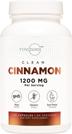 [BRSRMC32C4OWCEL7] Тип Zero Ceylon Cinnamon Capsules (1200mg 120 капсули) - Натуральний, Non-GMO, клейковина Безкоштовна, Органічний Cinnamon Bark Supplement