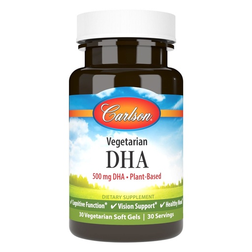 [BRSWYZY5OYCBEALZ] Carlson - Vegetarian DHA, 500 mg DHA, Plant Based, Sustainably Sourced from Algae, Brain Support, Mood Health, 30 Softgels