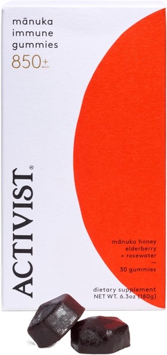 [BRSRAHY5BUHWGALU] ACTIVIST Manuka Immuno Gummies against 124; Raw Mānuka Honey 850 + MGO, Elderberry, Rosewater against 124; Kosttilskud