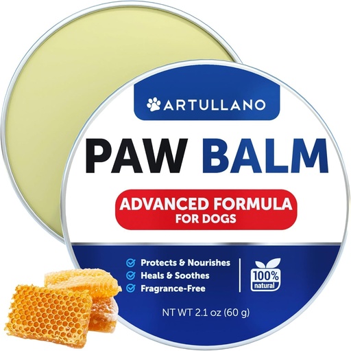 [BRSROA35BYIBUDQY] Dog Paw Balm - Lick Seif Snout Soother - Moisturizies, Soothes & Nourishes Iritate Paw Pads și nas uscat - Protejează de crăpături și răni - picioare de câine Balsam cu ceara, uleiuri, unt, extracte - 2.1 Oz