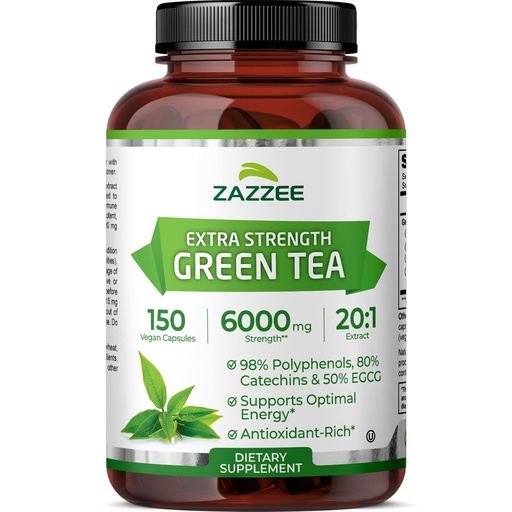 [BRSWGA34CJ5WCFL7] Zazzee Extra Strength Green Tea 20:1 Extract, 50% EGCG, 98% Polyphenols, 80% Catechins, 150 Vegan Capsules, 5 Month Supply, Certified Kosher, Antioxidant & Metabolism Support, Non-GMO, Made in the USA