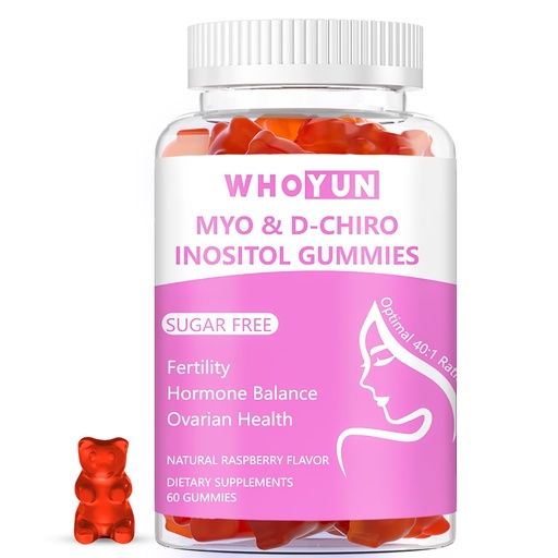 [BRSRA2YDPMBBSF3J] Inositol Gummies Sugar Free, Myo-Inositol & D-Chiro Inositol 40:1 Ratio Supplement for Women, Fertility, Hormone Balance, Ovarian Health, 60 Count