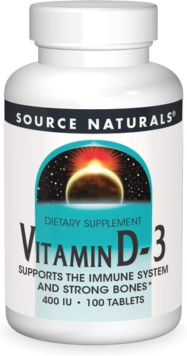 [BRSWIY35BN5BC3I7] Source Naturals Vitamin D-3 400 iu, Supports The Immune System and Strong Bones* - 100 Tablets