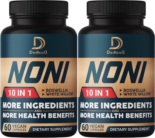 [BRSRMFIZBYBQAHIV] 10in1 Noni Capsules - 4 Month Supply with Elderberry, Boswellia, Turmeric, Ginger & More - Support Muscle, Joint, Digestive & Immune - 2 Packs of 60 Vegan Capsules, Non-GMO & Gluten-Free