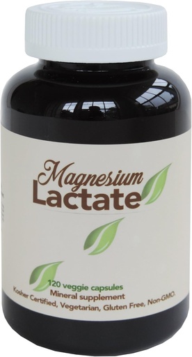 [BRSWKGIOCENRAED6] Magnesium Lactate 500 mg per Serving, 120 Easy to Swallow Small Vegetarian Capsules. Gluten Free. Doctor formulated. Highly bioavailable Formulation. High Absorption. Made in USA.
