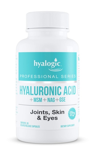 [BRSWY23YCQBAEDLO] Hyalogic Hyaluronic Acid Delayed Release Capsules | Combo Formula w/Glucosamine MSM | Support Healthy Joints, Eyes and Skin and Overall Body | Promote Healthy Skin | 120 mg | Non-GMO (30 Count)
