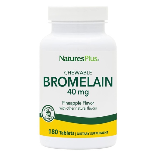 [BRSWIYTYO4GBAYLY] NaturesPlus Chewable Bromelain - 180 Tablets - Natural Proteolytic Enzyme Supplement - Supports Digestion, Joint & Muscle Health - Vegan, Gluten Free - 180 Servings