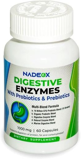 [BRSRAYL7PMCQA23Z] Digestive ENZYMES 1000MG + Prebiotics and Probiotics for Women and Men - 60 Capsules