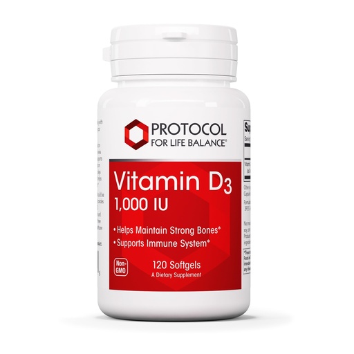 [BRSWIEYQO4FBYA36] PROTOCOL FOR LIFE BALANCE Vitamin D3 1,000 IU - Immune Support Strong Bones and Teeth - 120 Softgels