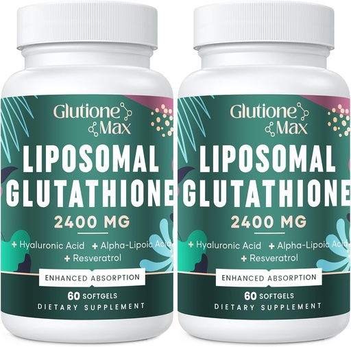 [BRSROEAYO4OWO2TL] 8-i-1 Liposomal Glutation 2400 MG, høy absorpsjon Antioksidant Formula - med Hyaluronsyre, Alfa-Liposyre, Resveratrol - Hud, Liver Detox & Immune System, 120 Softgels