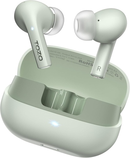 [BRSRAFT2CR7BM2A7] TOZO E2 Wireless Earbuds with 2 Mics AI Call Noise Cancellation, 10mm Drivers with Powerful Bass, App Customize 32 EQs, 30H Playtime, Bluetooth 5.3 Ear Buds, Comfort Fit in-Ear Headphones