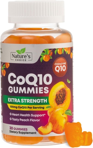 [BRSRMAI3BBYAGFDA] CoQ10 Gummies for Adults 100mg - 3X Strength, High Absorpsi, Antioksidant Support for Heart Health Produksi, Ultra Koenzim Q10 Vitamin, Coq 10 Suplemen - 30 CoQ10 Gummies