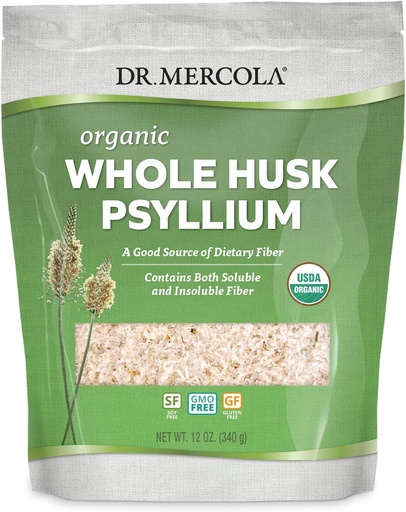 [BRSWYYIYCIGWACAU] Bác sĩ Mercola Ma túy Whole Husk Psyllium, 68 dịch vụ dịch vụ (12 Ouncles), Nguồn tốt của Dietary Fiber, Hỗ trợ Sức khỏe lành mạnh, không GMO, Gluten Free, Soy Free, USDA