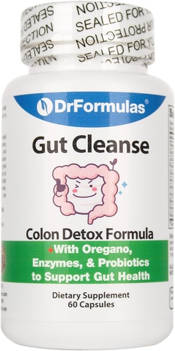 [BRSWGZAODIBQOCLJ] DRFormulas Gut Cleanse for Women, Men, Kids with Nexabotic Progories, Oregano, Digetical Enzymes, 60 Capsules (Not Cream)