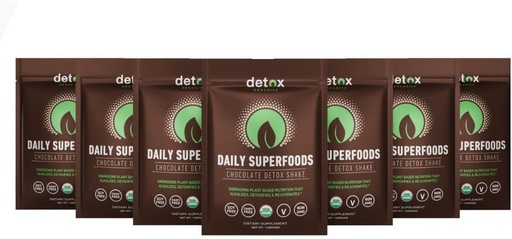 [BRSRAFQOC5YGMCI2] Detox Bios Chocolate Superfood Powder, Detox Cleanse pour votre corps, Bloating Relief, Immmune Support Supplément Smoothie Detox Mix, Greens Blend Superfood, Low Carb, Vegan (7 Day Detox Packets)