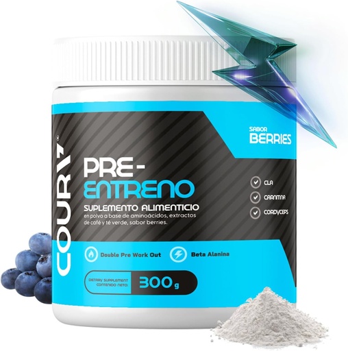 [BRSROCQQDINQKHLX] COURA Pre Workout Berries Flavor 300g - 10.5 Ounces - Protein Powder - Energy Boost - Supports Focus and Endurance - Cordyceps - Ideal for Athletes - Gluten-Free