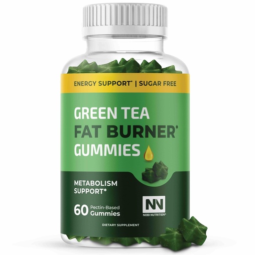 [BRSWYBACB4MAODYY] Green Tea Fat Burner Gummies for Weight Loss | Metabolism Boost & Appetite Suppressant with Green Coffee Bean and Garcinia Cambogia | Pills to Burn Belly Fat for Women & Men by Nobi Nutrition