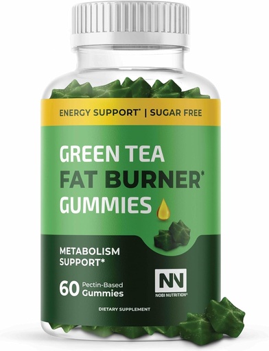 [BRSWYBACB4MAODYY] Nutrición Nobi Nutrición Green Tea Fat Burner Gummies for Weight Loss ← Metabolism Boost &amp; Appetite Suppressant with Green Coffee Bean and Garcinia Cambogia ¦ Pills to Burn Belly Fat for Women &amp; Men