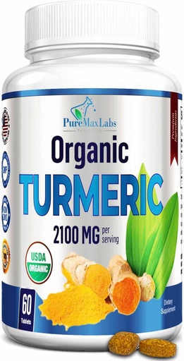 [BRSROFTQOZ7WCF3J] Organic Turmeric - 2100mg USDA Organic Turmeric Curcumin with Black Pepper, Vegan - 60 Tablets