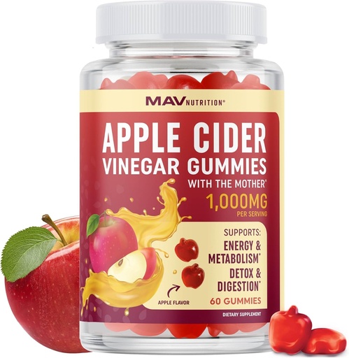 [BRSWYYI6BYCBOE32] Organik Apple Cider Vinegar Gummies for Digestion, Detox & Sağlıklı Immune Function Support | 1000MG ACV Per | The Mother, B6, B12 & Folate | Vegan, Gluten-Free | 60 Gummies