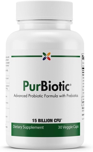 [BRSWK2Q4C4HA4HY3] Stop Aging Now - PurBiotic® 15 BILLION CFU (PROWPT) - Advanced Probiotic Formula with Prebiotics - 30 Veggie Caps