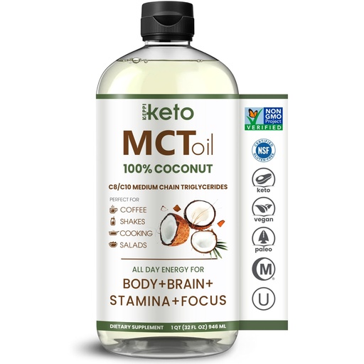 [BRSWGBQEA4NQIE3L] Keppi MCT Oil - from 100% Coconuts - Flavorless C8 and C10, Non-GMO, Certified Gluten-Free, Palm Oil Free, Vegan, Kosher, Halal, 32 oz Coconut Oil