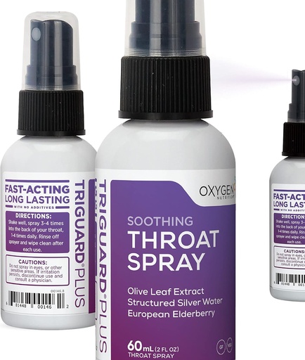 [BRSWKZIFOAGB63YV] TriGuard Plus Throat Spray | Elderberry Extract, Olive Leaf Extract and Colloidal Silver Water 3-in-1 Immune Support Throat Spray | Powerful Immune System Booster | Great Taste, 2oz, Made in USA