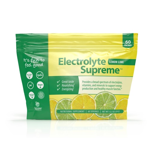 [BRSWKFIPO4ORGED4] Jigsaw Health Electrolyte Supreme | Broad Spectrum of Electrolytes + Trace Minerals | Lemon-Lime Flavor | 60 Servings (Packets)