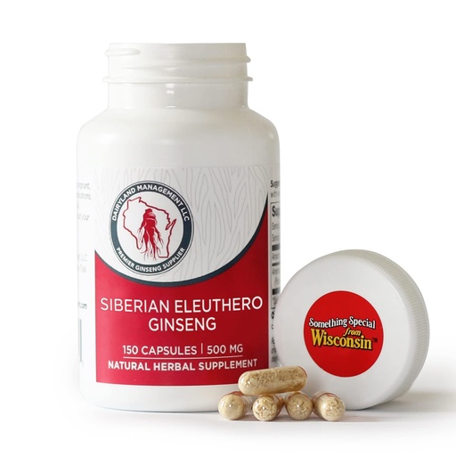 [BRSW2ZYLCUCGC3Q2] Dairyland Ginseng - Siberian Eleuthero Root Capsules - 150 ct - Authentic Siberian Ginseng - Utilize as Part of Your Daily Herbal Supplement Routine - Gluten Free & Non-GMO
