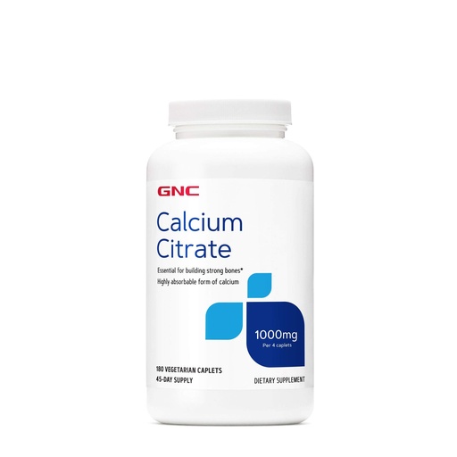 [BRSWKYQGCYJQAAIV] GNC Calcium Citrate 1000mg, Essential for Building Strong Bones, 180 Vegetarian Caplets