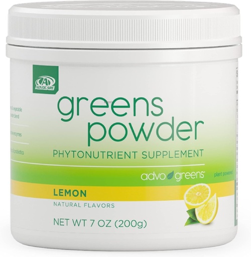 [BRSRMZYPBUFWO2Q2] AdvoCare Greens Powder Phytonutrient Supplement - Supports Digestive Health with Antioxidants, Prebiotics & Probiotics* - Includes Broccoli Powder, Carrot Powder & More - Lemon, 7 oz