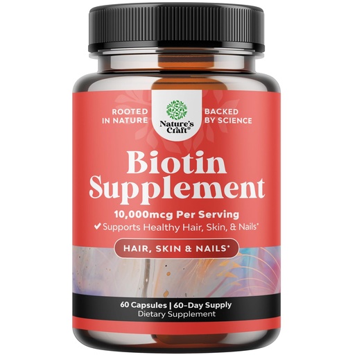[BRSWKHD5ON6RECDZ] 10000 mcg Pure Biotin Pills for Women Men - Promotes Thicker and Fuller Hair. Natural Supplement for Shiny Thick Hair Growth - Vegetarian Vitamin Capsules - Get Clear Skin Strong Nails - 60 Count