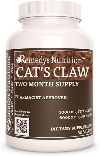 [BRSWYGDRAUAQIEQY] Remedy’s Nutrition Cat’s Claw Bark & Root | 1,000 mg, 60 Vegan Capsules Herbal Dietary Supplement | Two Month Supply