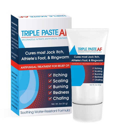 [BRSWIYYKPINWGETU] Triple Paste AF Antifungal Ointment for Skin, Athletes Foot Treatment and Ringworm Treatment - 2% Miconazole Antifungal Cream - 2 Oz Tube (Packaging May Vary)