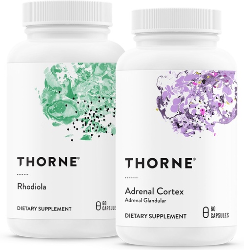 [BRSROBIBBEMRAADZ] THORNE - Adaptogen & Adrenal Support Bundle - Natural Solutions for Coping with Stress - Rhodiola and Adrenal Cortex - 60 Servings