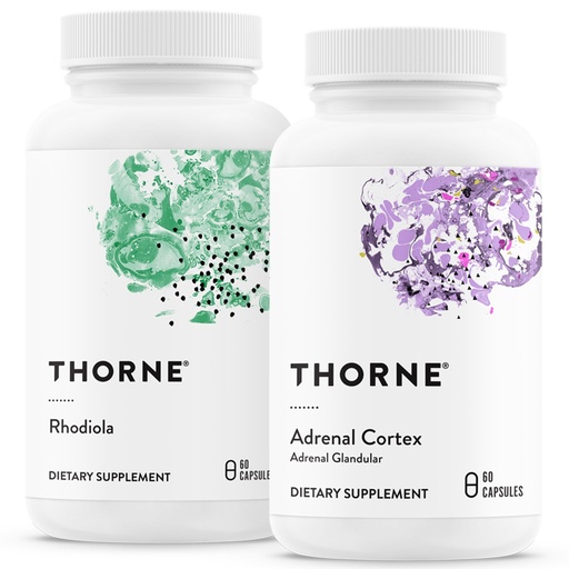 [BRSROBIBBEMRAADZ] THORNE - Adaptogen & Adrenal Support Bundle - Natural Solutions for Coping with Stress - Rhodiola and Adrenal Cortex - 60 Servings