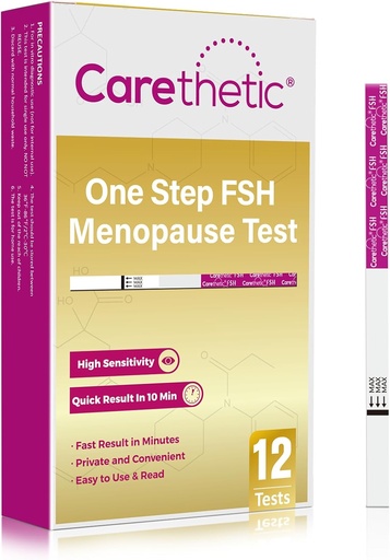 [BRSRAEI5CV4GOHLD] [12 Pack] Carethetic FSH Menopause Test Strips - Rapid at-Home Menopause Stage Test Kit, High-Sensitivity FSH Detection