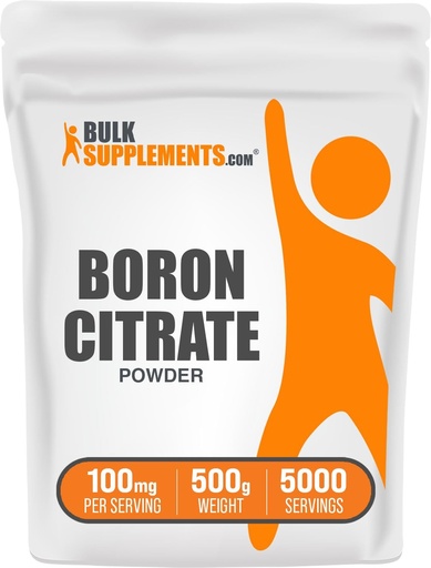 [BRSROZL7B4HG2EY4] BulkSupplements.com Boron Citrate Powder - Boron Supplement for Men & Women, Food Grade - for Bones & Joints Support, 100mg per Serving, 500g (1.1 lbs) (Pack of 1)