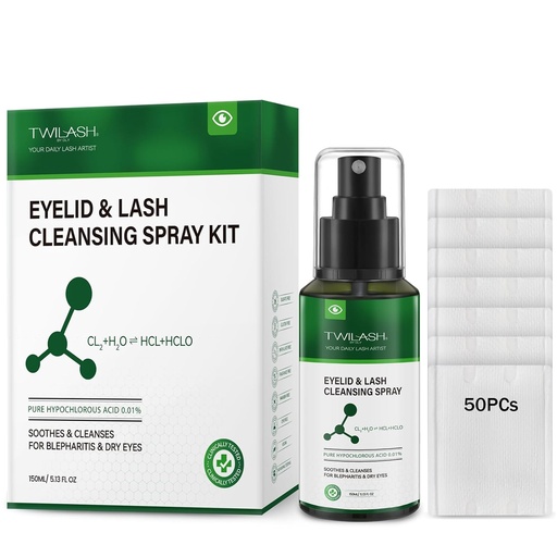 [BRSRAYACB4FWEF3F] Eyelid and Eyelash Cleanser Spray, Pure Hypochlorous Acid, 150ml/5.13 fl oz – Soothe & Cleanse for Blepharitis & Dry Eyes, 50 Cotton Rounds