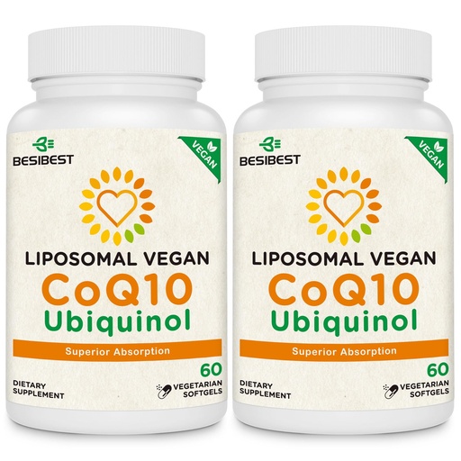 [BRSRMFIFCEJWYHLX] Besibest 1000mg Liposomal CoQ10 Ubiquinol, 120 Vegan Softgels, High Absorption Ubiquinol CoQ10 Supplement, Active Antioxidant Form of Coenzyme Q10 for Heart Function & Energy Production