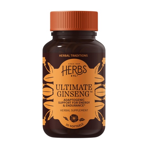 [BRSWIYY2ABYRKHLE] Herbs Etc. Ultimate Ginseng Softgels - Herbal Supplement for Energy & Vitality Support - American & Asian Ginseng - Siberian Eleuthero Root - Gluten-Free & Organic - 30 Count (30 Servings)