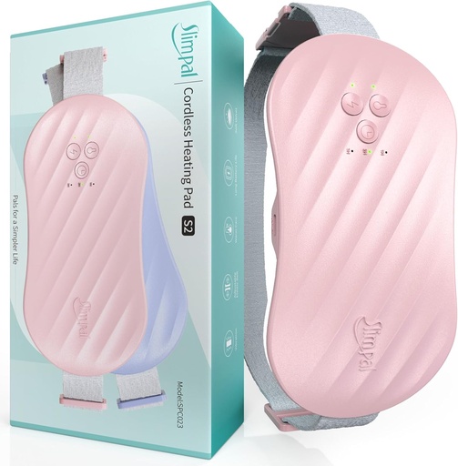 [BRSROHT6OQFWEALB] Slimpal AI Portable Heating Pad for Period Cramps, Smart AI Heat Chip, Electric Cordless Heating Belt for Back, Belly, Waist, Stomach, Menstrual Wearable Heating Pad Gifts for Girl Women Her Pink S2