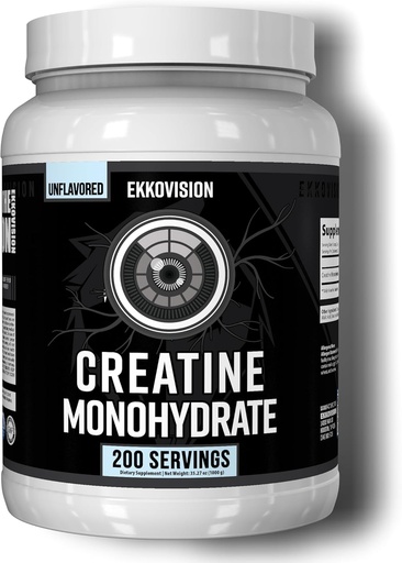[BRSRAAYPPJ4BAHLL] Ekkovision Creatine Monohydrate Powder, Micronized, Unflavored, Pre Workout & Post Workout Supplement för män och kvinnor, energisupport, lätt att blanda i Shakes, Smoothies & Beverages, 200 portioner