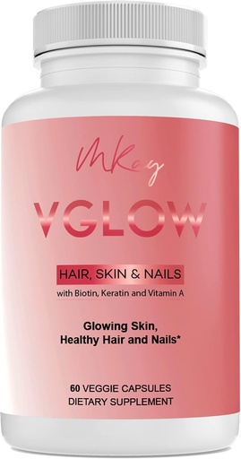 [BRSW2AIRCINBQ2A2] Marwa Kadi VGlow Hair Skin & Nails Vitamin for Supporting Healthy Hair and Nails Multivitamin & Vegan Dietary Supplement, Gluten Free, 60 Tablets