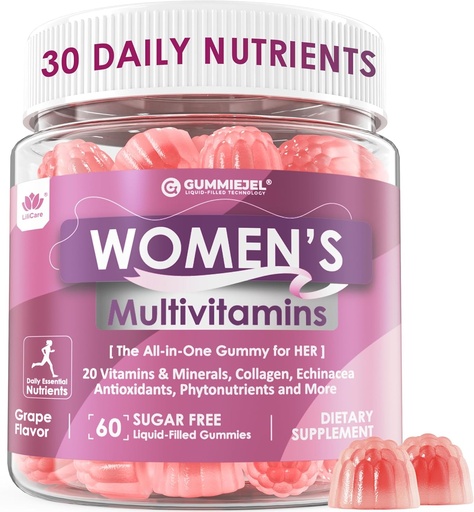 [BRSRAAQBC57RUF34] Womens Multivitamin Gummy with Iron, Biotin 2500mcg, Collagen, Keratin, Daily Vitamins A C D E Folate, B Complex, Methylated Multivitamin for Women Support Energy, Beauty, Immune, Sugar Free, 60 Count