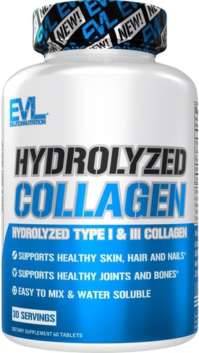 [BRSROGD2C4IRYF3J] Evlution Nutrition Hidrolyzed Collagen - 1400mg Hidrolyzed Tip I & III Collagen - Birləşmiş + Bone Support - Skin + Saç + Nail Supplement - Keto + Paleo - 30 Baxır